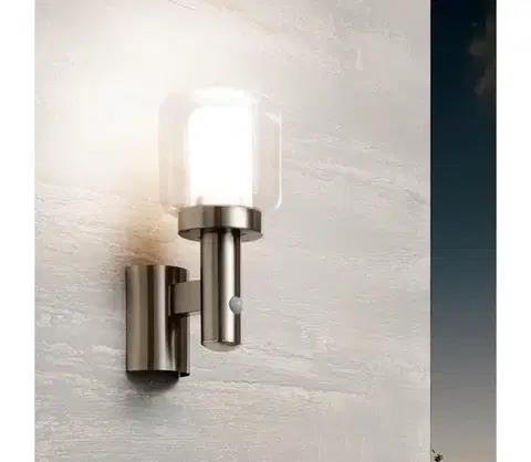 Záhradné lampy Eglo 95017 - Vonkajšie nástenné svietidlo s čidlom POLIENTO 1xE27/40W 95017