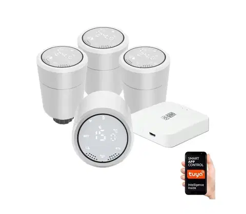 LED osvetlenie  NEO 07732C-SADA 4x Termostatická hlavica+ BRIDGE PRO v3 2xAA/3V Wi-Fi Tuya 07732C