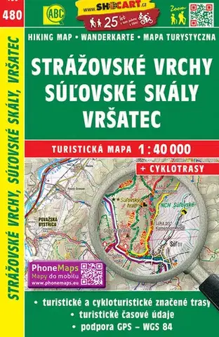 Turistika, skaly Strážovské vrchy, Súľovské skaly, Vršatec 1:40 000