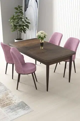 Jedálenské sety Dining Table & Chairs Set (5 Pieces) Nil - Baroque, Pink