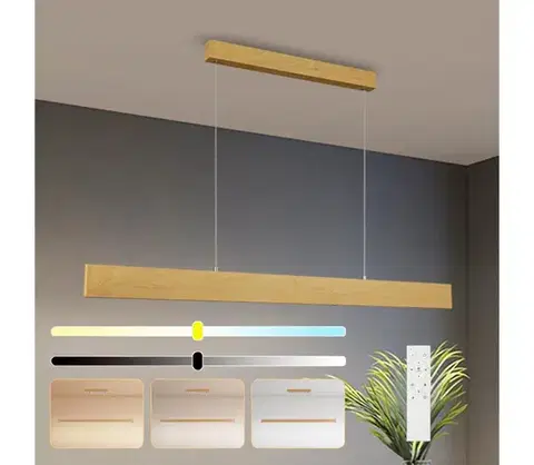 Svietidlá BRILAGI - stmievateľný LED luster na lanku SLIMLINE LED/40W/230V 3000-6000K dubový dekor + diaľkové ovládanie BRI362
