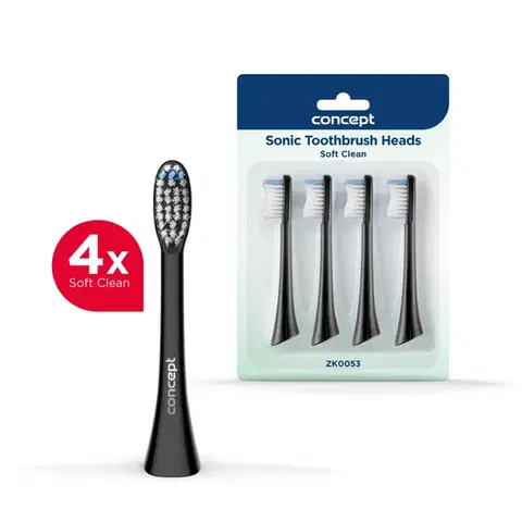 Elektrické zubné kefky Concept ZK0053 náhradná hlavica PERFECT SMILE Soft Clean, 4 ks, čierna