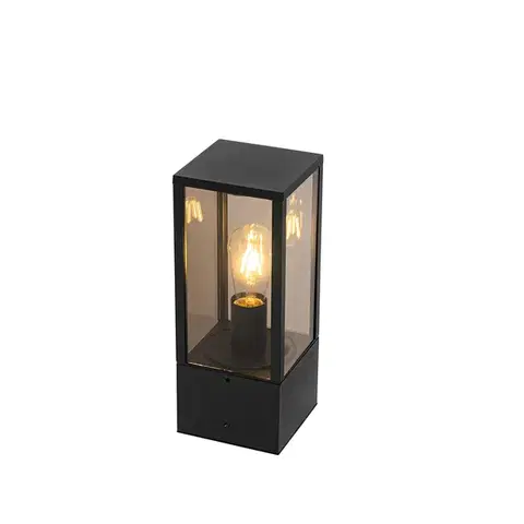 Zahradne stlpove lampy Stojanové vonkajšie svietidlo čierne s dymom 40 cm IP44 - Charlois