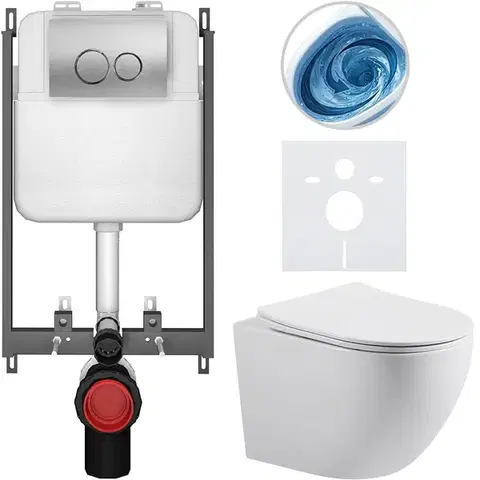 Záchody CERANO - Kompletný WC set Basic/Cesso - biela lesklá - WC tlačidlo Dualo/Strieborná - na zamurovanie - 49x36 CER-8050BD85981