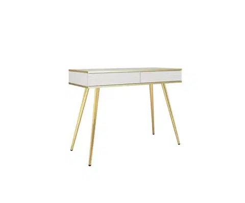 Nábytok ArtPS Toaletný stolík BIJOU T-102 MDF | biela / zlaté nohy