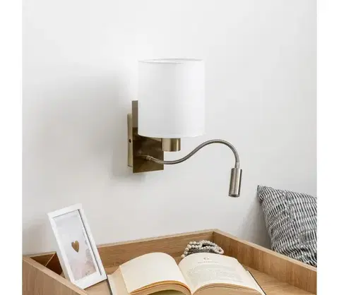 Svietidlá BRILAGI - LED Nástenná lampa NUBILA 1xE27/25W/230V + LED/3W mosadz/biela BG1557+BG1586