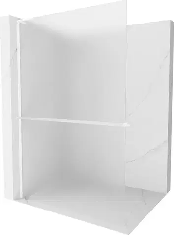 Sprchové dvere MEXEN/S - Kioto+ L Sprchová zástena WALK-IN s poličkou a držiakom uterákov 80 x 200, dekor, biela 800-080-123-20-30