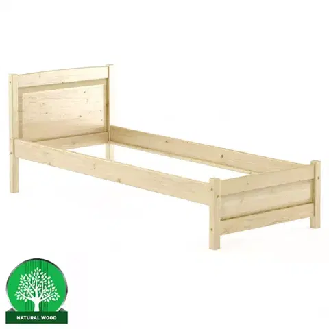 Jednolôžkové postele Posteľ borovica LK125–90x200 surová