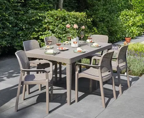 Záhradné plastové zostavy Elvisia Záhradný set DENI 6 + 1 | cappuccino
