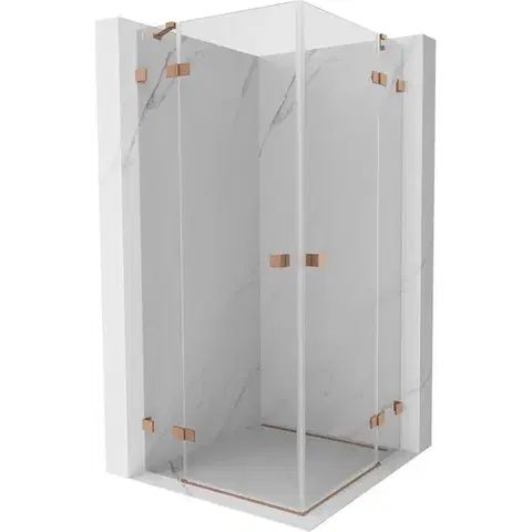 Sprchovacie kúty MEXEN/S - Lunar Duo sprchovací kút dvere krídlové 120 x 120, transparent, meď kartáčovaná 834-120L-120P-65-00