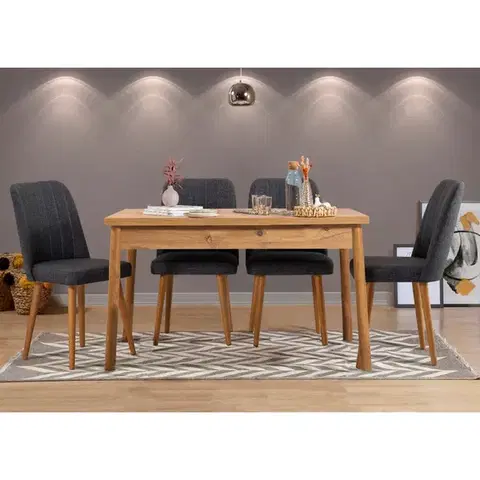 Jedálenské sety Jedálenský set s rozkladacím stolom a stoličkami (5 kusov) Santiago Atlantic Anthracite