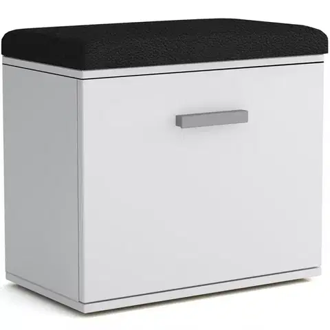 Skrinky na topánky Skrinka na topánky Justus 05 White/ Black Gloss
