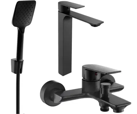 Kúpeľňové batérie MEXEN/S - Alexa SET umývadlová + vaňová batéria s príslušenstvom R62, čierna 71213R62-70