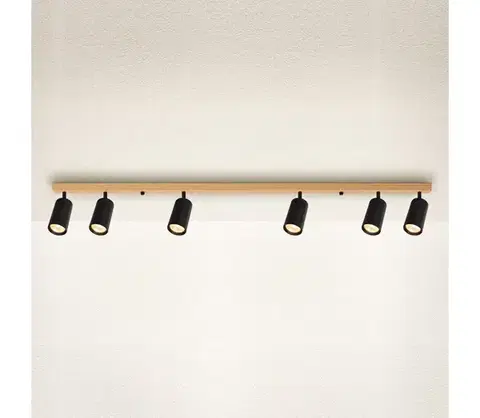 Svietidlá BRILAGI - Bodové svietidlo SELE 6xGU10/30W/230V čierne/dubový dekor WO-SELE-BK-WD05-OEM