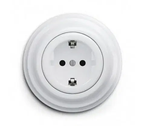 Predlžovacie káble lap - Retro domová zásuvka s rámčekom SCHUKO 230V/16A snehovo biela KA0151+KA0160