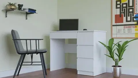 Písacie stoly JASMIN písací stôl so zásuvkami, biely, pravý