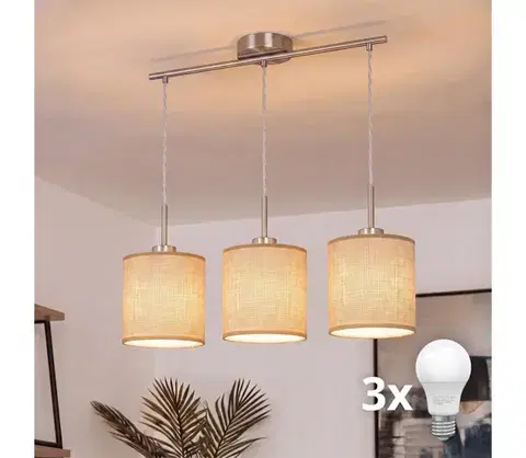 Svietidlá BRILAGI - LED luster na lanku NUBILA 3xE27/60W/230V svetlohnedá EG32521+3xBG1584