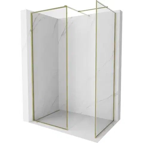 Sprchové dvere MEXEN/S - Kyoto-F Sprchová zástena WALK-IN s rámom 160 x 110, transparent 8 mm, zlato 800-160-202-04-50-110