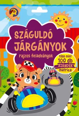 Nalepovačky, vystrihovačky, skladačky Száguldó járgányok - rajzos feladványok
