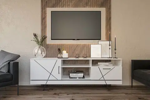 TV stolíky GEOM televízny stolík, biely