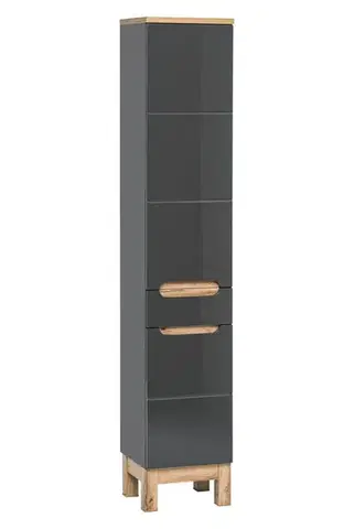 Kúpeľňový nábytok COMAD - Vysoká skrinka 2 dvierka 1 szuflada BALI GRAPHITE 5907611647561