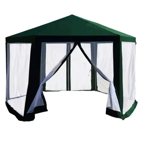 Záhradné stany a altány KONDELA Ringe Typ 1 záhradný altánok 390x390 cm zelená / biela