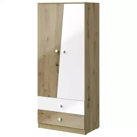 Šatníkové skrine Skriňa Nero 01  80 – Biely Lesk