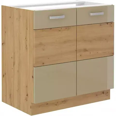Kuchynské skrinky stojace Skrinka do kuchyne Artisan cappuccino lesk 80ZL 2F BB