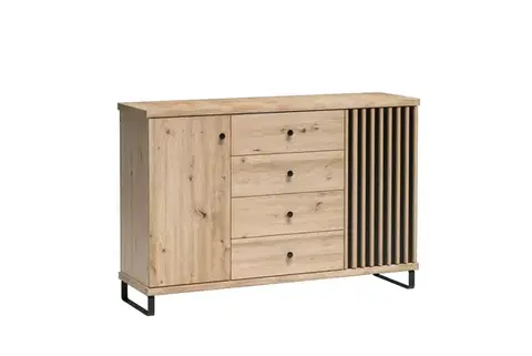 Komody a skrinky CAROLYN 4 široká komoda na nožičkách, dub artisan