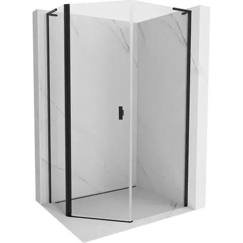 Sprchovacie kúty MEXEN/S - Mist Lsprchovací kút päťboký krídlový asymetrický 90 x 100, transparent, čierna 8A8L-090-100-70-00