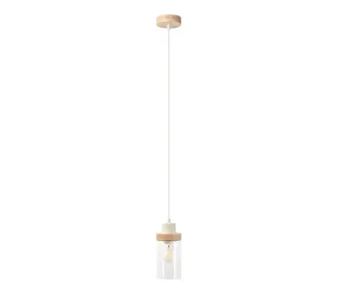 Svietidlá  Luster na lanku WOODNEST 1xE27/15W/230V borovica/krémová W-KM 1015/1 SAND+TR