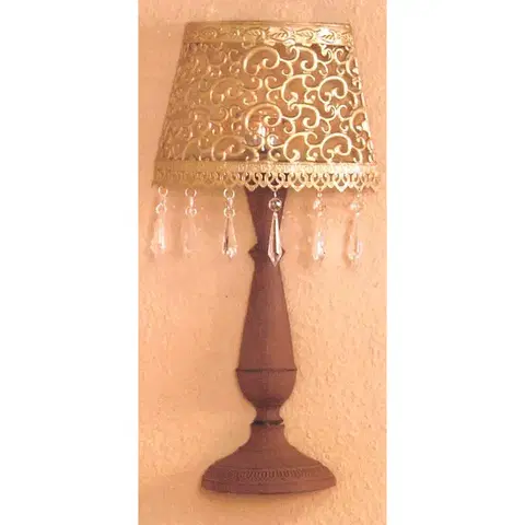Bytové doplnky Nástenná dekoratívna kovová lampa zlatá/hnedá