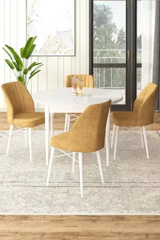 Jedálenské sety Dining Table & Chairs Set (5 Pieces) Rox - White, Cappuccino