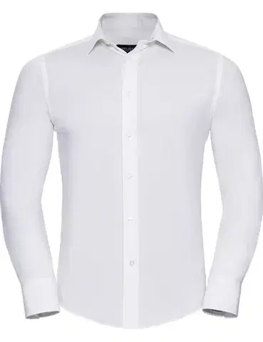 Pánske košele RUSSELL COLECTION Pánska čašnícka košeľa Russel dlhý rukáv -slim fit - 4 farby Biela,S