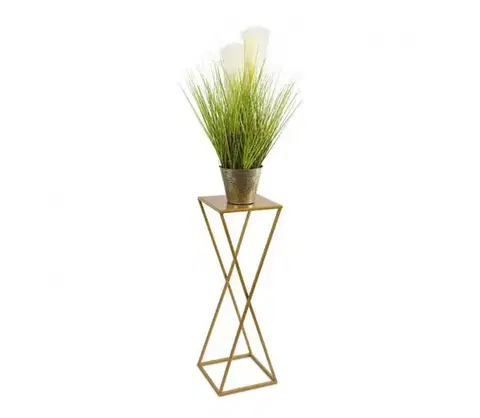 Stojany na kvetiny HowHomely Stojan na kvety Loft 70 x 24 x 24 cm zlatá