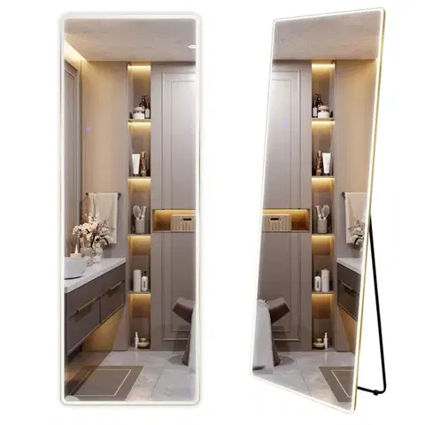 Kúpeľňové zrkadlá REA - Zrkadlo LED Classico 50x160cm Brush Gold HOM-07056