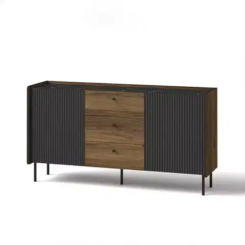 Komody do spálne Komoda Prestigo P5 2d3s Vojnový orech/San Seb/Čierny mat