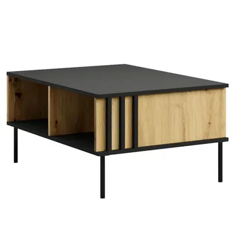 Konferenčné stolíky KONDELA Rimina konferenčný stolík čierna onyx / dub artisan