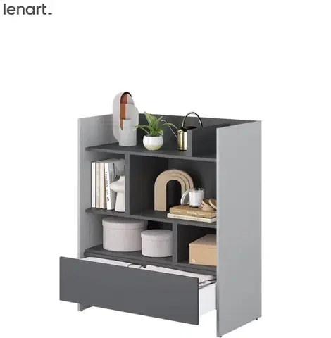 Nábytok Dig-net nábytok Regál Lenart BED CONCEPT BC-25 | sivá / grafit