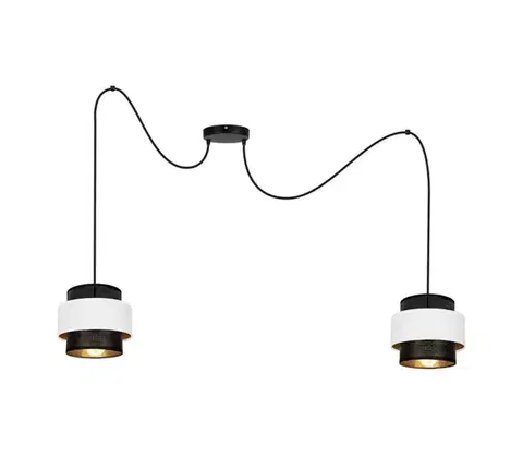 Svietidlá  Luster na lanku NESS 2xE27/60W/230V pavúk čierna/biela 0976