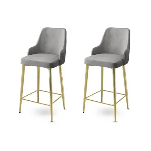 Barové stoličky Bar Stool Set (2 Pieces) Enox - Grey, Gold