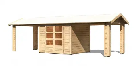 Drevené Drevený záhradný domček THERES 3 s prístavkom Lanitplast