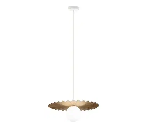 Svietidlá  Závesný luster na lanku SUNPLISS 1xG9/10W/230V priemer 40 cm zlatá/krémová W-KM 408080/1 SAND+GO