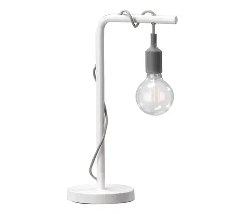Lampy ONLI - Stolná lampa WIRE 1xE27/15W/230V 50 cm šedá/biela 4853/LGB