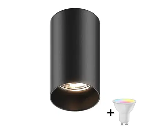 Svietidlá Zuma Line 92680-N - LED RGBW stmievateľné bodové svietidlo TUBA 1xGU10/4,8W/230V čierne + DO ZL0280+AI2382