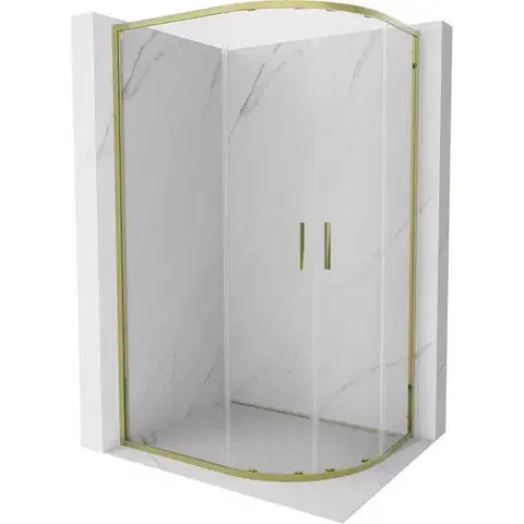 Sprchovacie kúty MEXEN - Exo štvrťkruhový posuvný sprchovací kút 100 x 90, transparent, zlato 8132-100-090-50-00