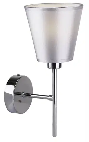 Nástenné svetlá Chrómová nástenná lampa s kužeľovým tienidlom z látky E14 Vox