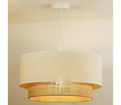 Svietidlá  - Luster na lanku BOHO 1xE27/40W/230V pr. 45 cm krémová/hnedá 81099