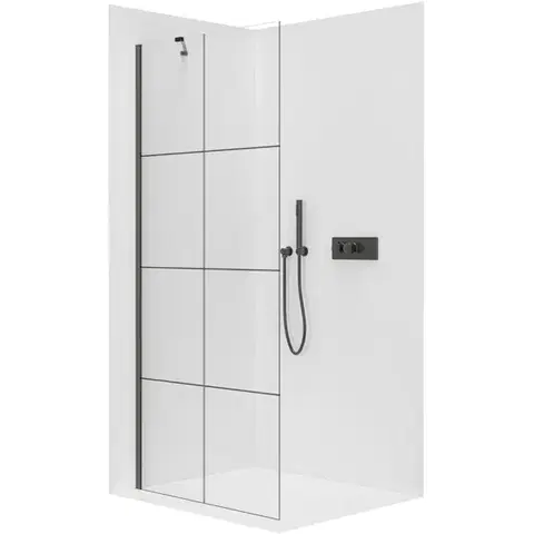 Sprchové dvere CERANO - Sprchová zástena Walk-in Onyx YL/P - 8 mm - čierna matná, industriálne sklo - 140x200 CER-8050BD1390
