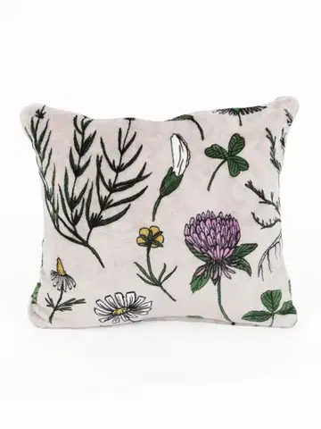 Dekoračné obliečky MKLozkoviny.sk Obliečka na vankúšik mikroplyš Exclusive 40 × 40 cm - Herbár svetlo sivý-  -
